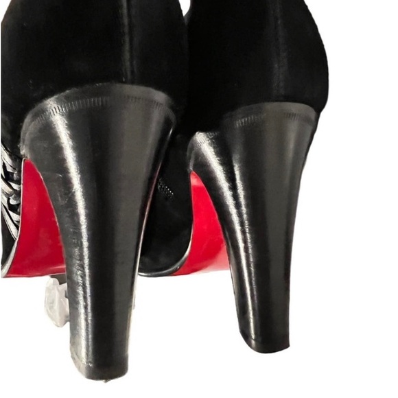 Christian Louboutin Over Thé Knee Boots sz38 Soft Suede Braided Leather Bow - Picture 9 of 12